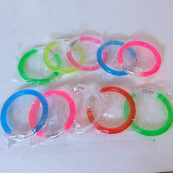 Glow LED Bracelets Set of 10 Neon Light Up New Years Celebration Favors Assorted - Picture 3 of 6